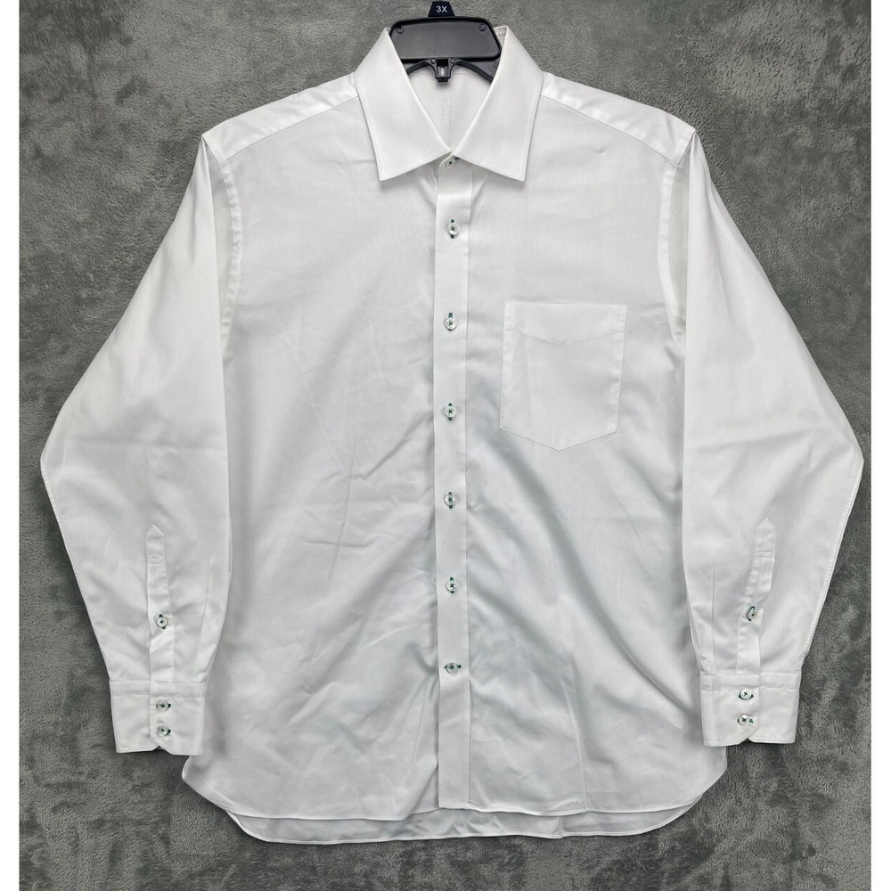 Thomas Mason Men's Bespoke Shirt XL‎ White Long Sleeve Button Up